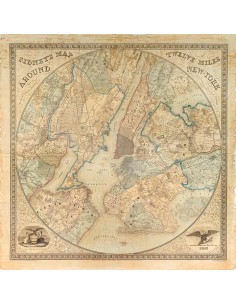 Mapa de doce millas alrededor de Nueva York, 1849