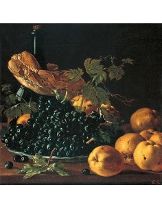 Naturaleza muerta con pan, manzanas, uvas y una botella, c. 1771