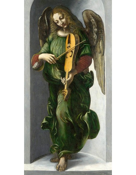 Un ángel de verde con una violácea