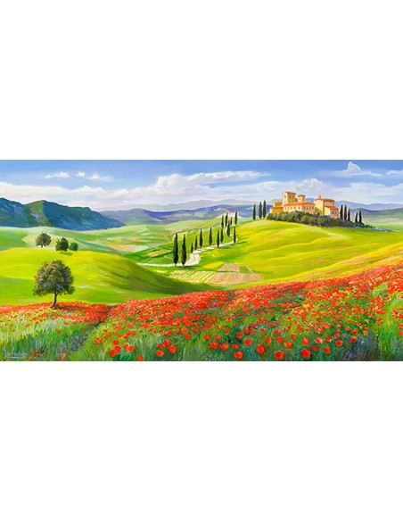 Hacia el pueblo de la Toscana