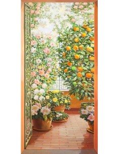 Puerta a la terraza florida