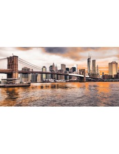 Puente de Brooklyn y el Bajo Manhattan al atardecer, Nueva York