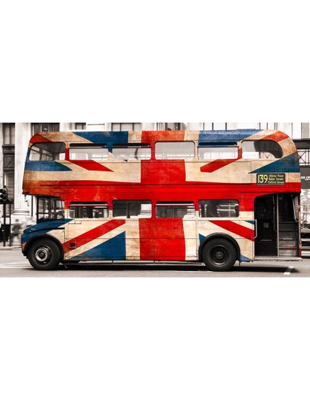Autobús de dos pisos con la bandera de la Unión, Londres