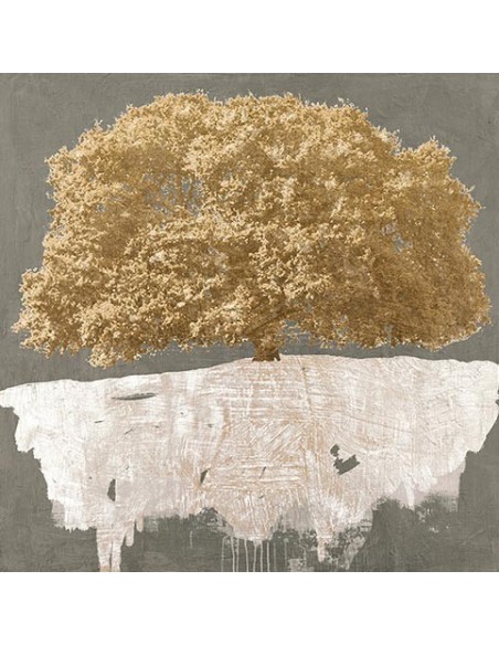 Árbol dorado sobre gris