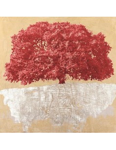 Árbol rojo sobre oro