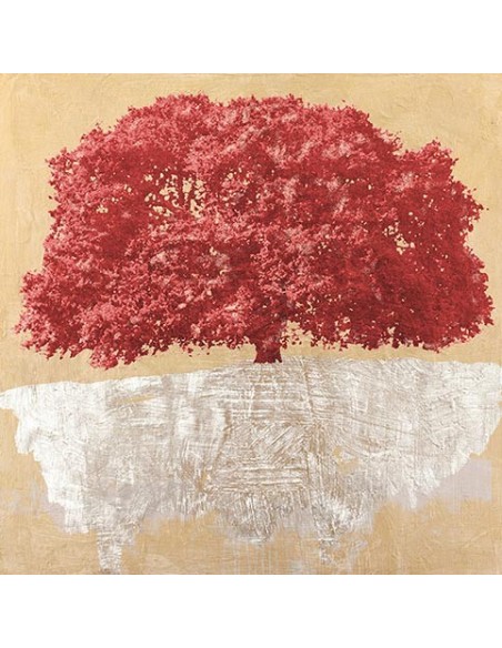 Árbol rojo sobre oro