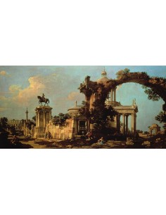 Capricho de ruinas romanas con iglesia renacentista