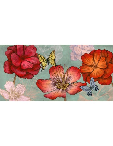 Flores y mariposas (aguamarina)