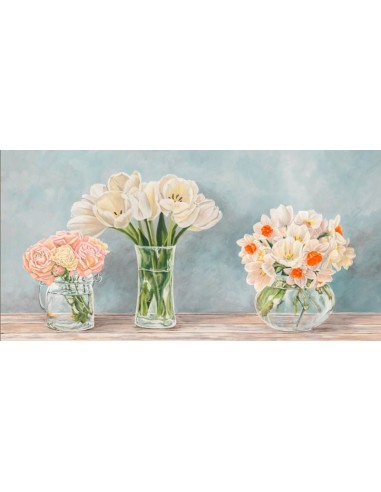 Flores y jarrones aguamarina