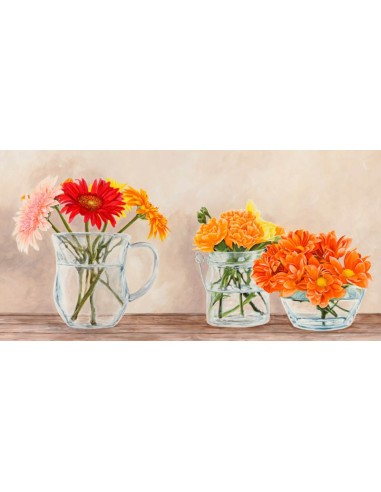 Flores y jarrones amarillos