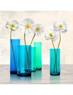 Amapolas en jarrones de cristal (Aqua I)