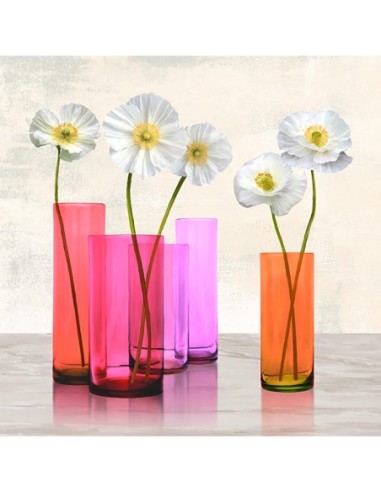 Amapolas en jarrones de cristal (Morado I)