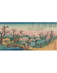 Resplandor vespertino en el puente Koganei, 1838 (detalle)