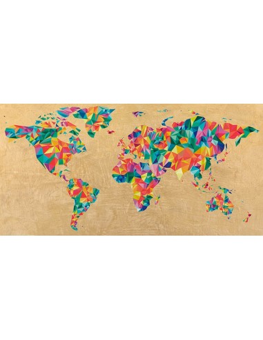 Mapa del mundo multicolor (dorado)