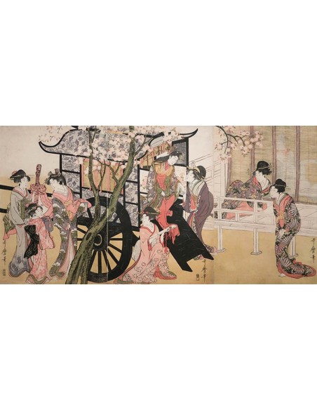 Cortesanas admirando los cerezos en flor