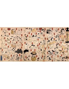 Los gatos se sugieren como las cincuenta y tres estaciones del Tokaido