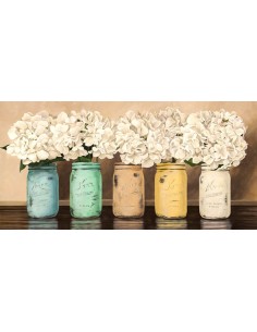 Hortensias en tarros de cristal