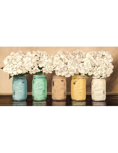 Hortensias en tarros de cristal