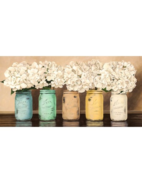 Hortensias en tarros de cristal