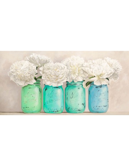 Peonías en tarros de cristal (detalle)