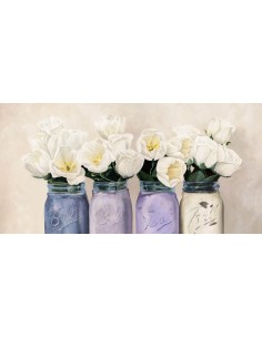 Tulipanes en tarros de cristal (detalle)