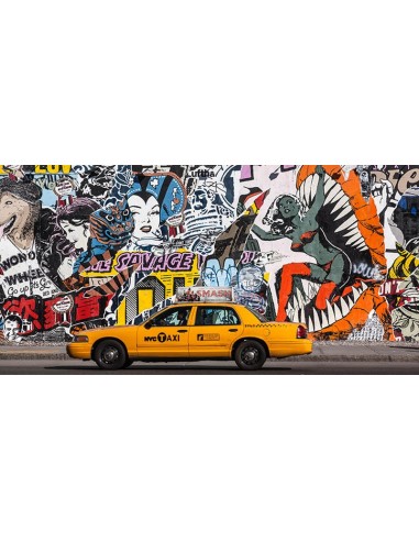 Taxi y pintura mural en Soho, Nueva York