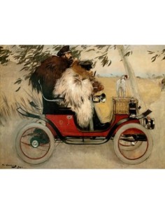 Ramon Casas y Pere Romeu en un automóvil