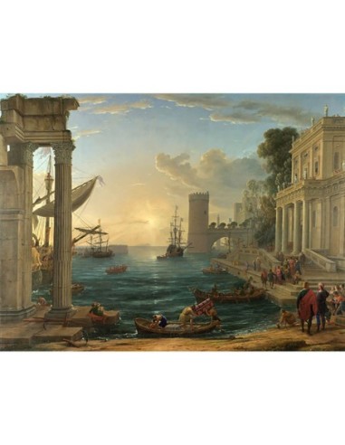 Puerto marítimo con el embarque del Reina de Saba