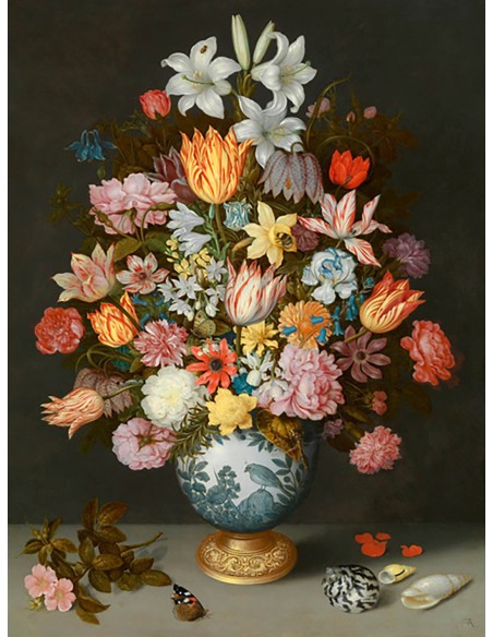 Un bodegón de flores en un jarrón Wan-Li