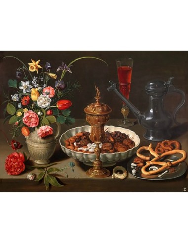 Bodegón de flores y frutos secos