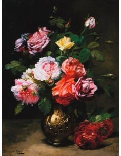 Cuadro de rosas en un jarrón