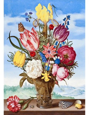 Ramo de flores en una repisa