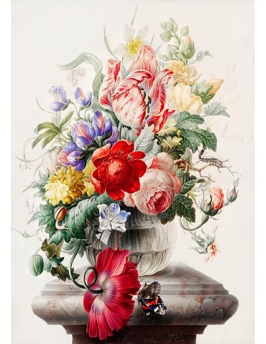 Flores en un jarrón de cristal