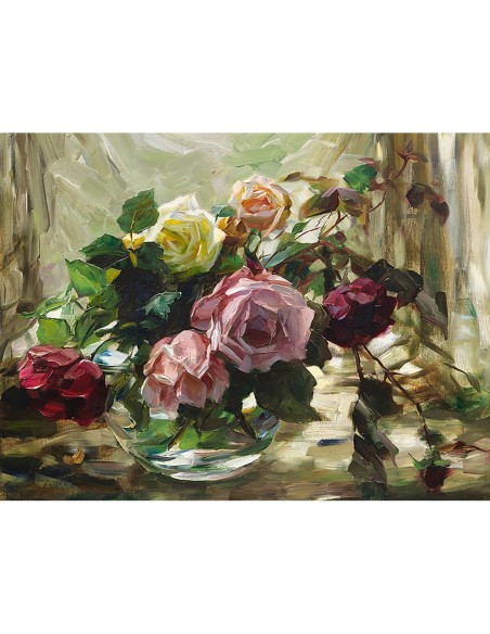 Rosas sobre un mantel