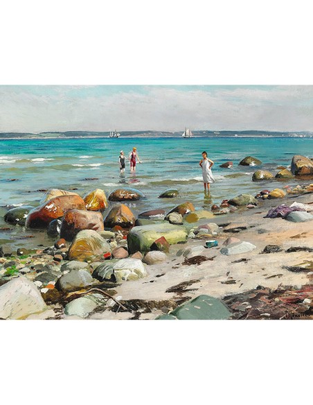 Mujeres jóvenes bañándose en la playa de Alsgarde, 1921