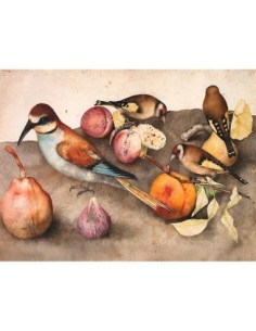 Naturaleza muerta con pájaros y frutas, c. 1650