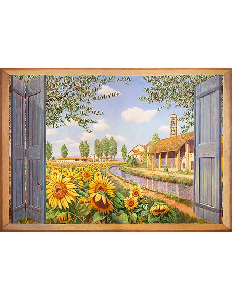 Cabaña entre los girasoles