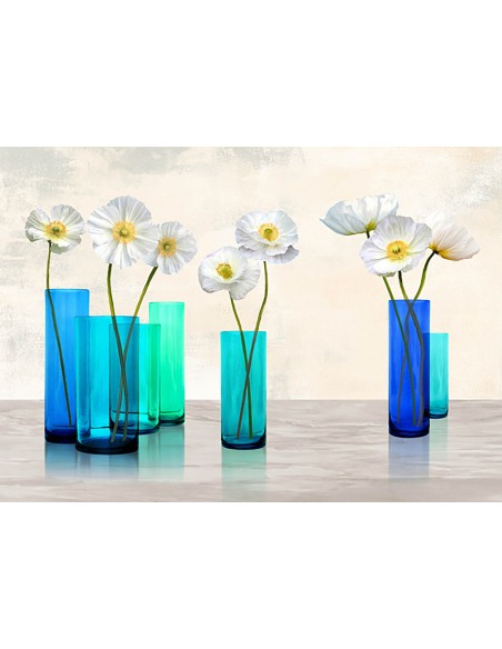 Amapolas en jarrones de cristal (paleta Aqua)