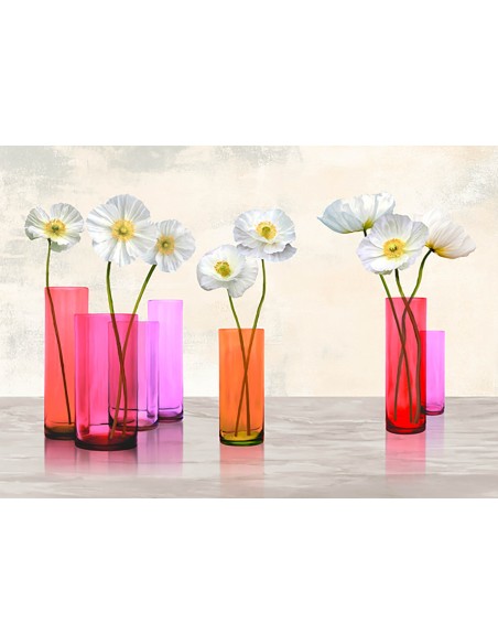 Amapolas en jarrones de cristal (Paleta morada)