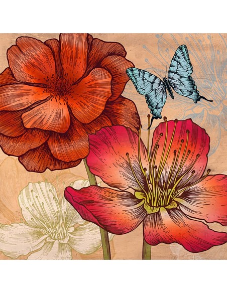 Flores y mariposas (detalle)