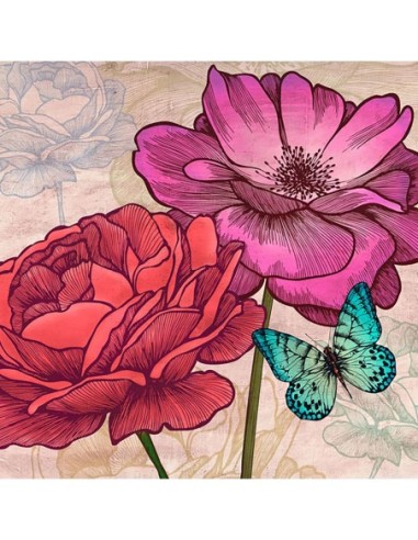 Rosas y mariposas (detalle)