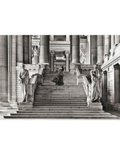 Dama en la escalera (blanco y negro)