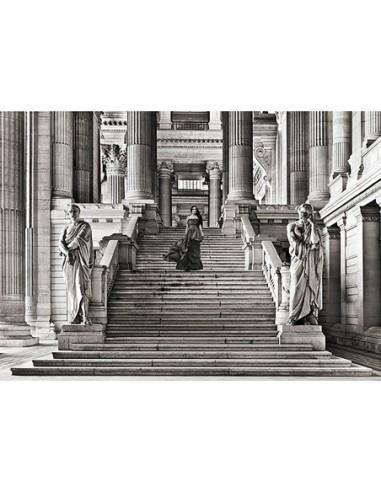 Dama en la escalera (blanco y negro)