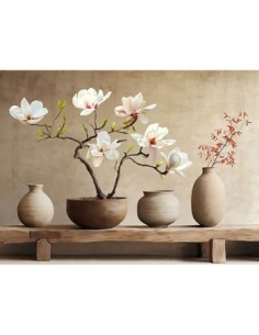 Jarrones y rama de magnolia (detalle)