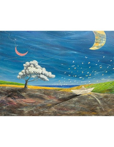 La gran luna está allí mirando.