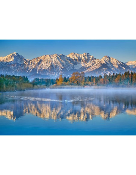 Alpes de Algovia y lago Hopfensee, Baviera, Alemania