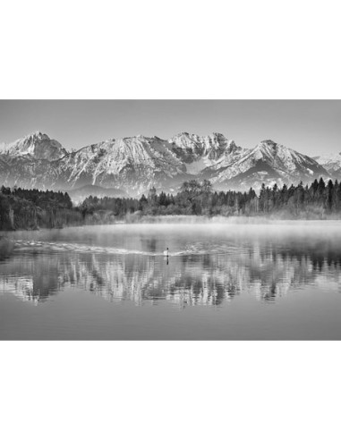 Alpes de Algovia y lago Hopfensee, Baviera, Alemania (BW)