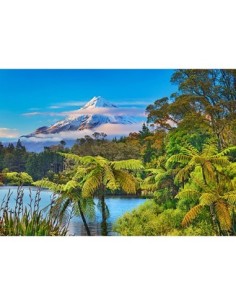 Montaña Taranaki y lago Mangamahoe, Nueva Zelanda