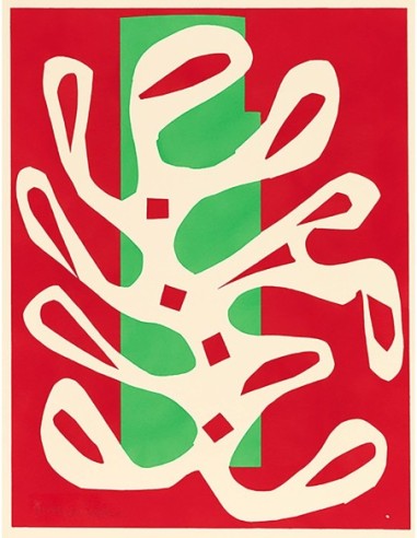 Algue blanche sur fond rouge et vert, 1947