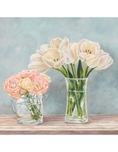 Flores y jarrones aguamarina I